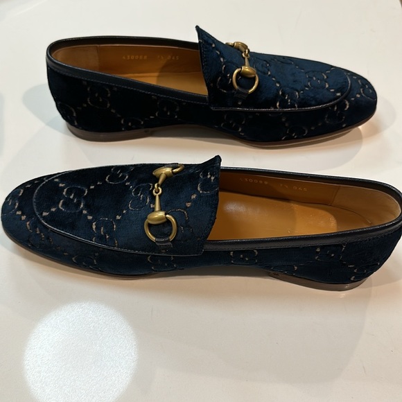 MEN'S GUCCI JORDAAN BLUE GG VELVET LOAFER Size 7.5=8US - Picture 9 of 17